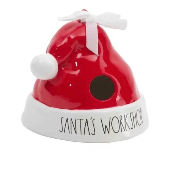 Retired RAE DUNN Santas Workshop Santa Hat Birdhouse NEW Garden Decor Christma - Picture 1 of 4